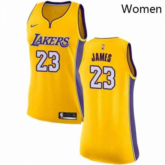 Womens Nike Los Angeles Lakers 23 LeBron James Authentic Gold NBA Jersey Icon Edition